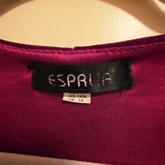 Esprlia Velvet Faux Wrap Long Sleeve Dress 14W - Picture 3 of 7